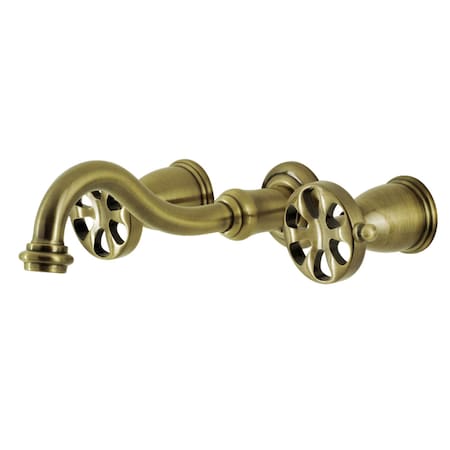 Kingston Brass KS3123RX Two-Handle Wall Mount Bathroom Faucet, Antique Brass KS3123RX